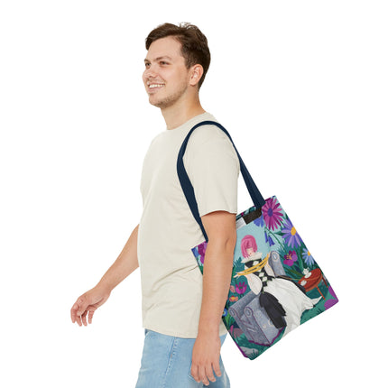 🌹🧶 The Lady Of The Golden Yarn Tote Bag – Art Deco Floral Elegance