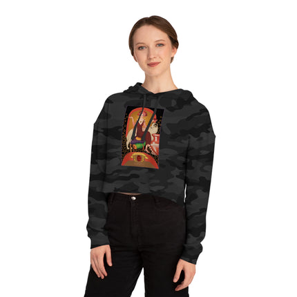 January & Garnet (from the Gem Series) by Sofia Chiostri Women’s Cropped Hooded Sweatshirt
