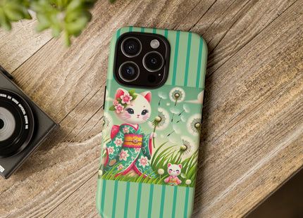 Geisha Kitten and the Dandelion Phone Cases
