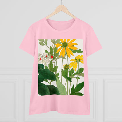Clerodendrum & Rudbeckia Flower by Tanigami Kônan Women's Midweight Cotton Tee