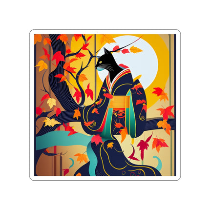 Black Cat in Kimono Die-Cut Stickers (5 Sizes)