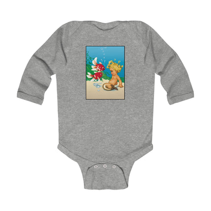 Whimsical Baby Mermaid Long Sleeve Bodysuit – Cozy Ocean Dreams & Playful Magic