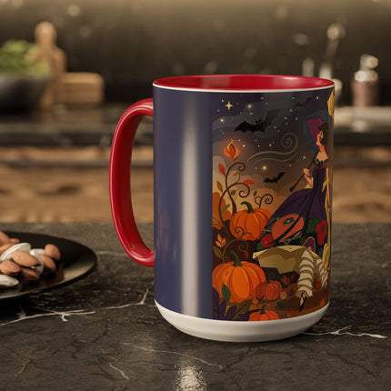 🌙🎃 The Moonlit Garden Walk Colorful Mug – Elegant Halloween Charm