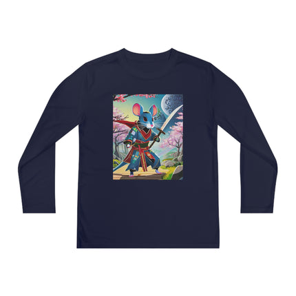 Cyber Samurai Rat Youth Long Sleeve Competitor Tee – Neon Warriors & Futuristic Adventure