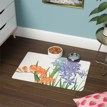 Vintage Freesia & Agapanthus Pet Food Mat – Summer Harmony