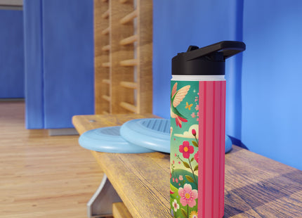 Geisha Fairy and the Hummingbird Blossom Stainless Steel Water Bottle, Standard Lid