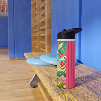 Geisha Fairy and the Hummingbird Blossom Stainless Steel Water Bottle, Standard Lid