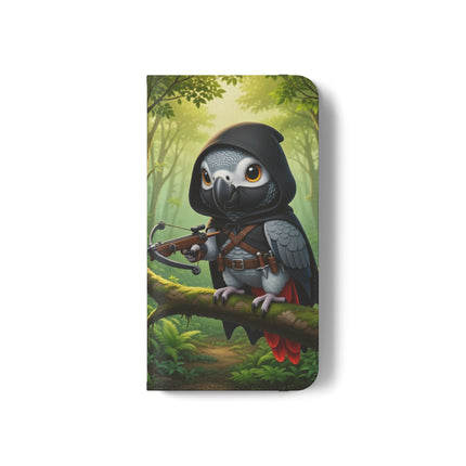 🪶🌲 The African Grey Sentinel Flip Case – Quiet Strength & Woodland Adventure