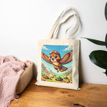 The Red-Tailed Hawk in Battle Cotton Canvas Tote Bag – Flight, Courage & High-Flying Adventure