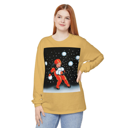 Festive Snowball Unisex Garment-dyed Long Sleeve T-Shirt