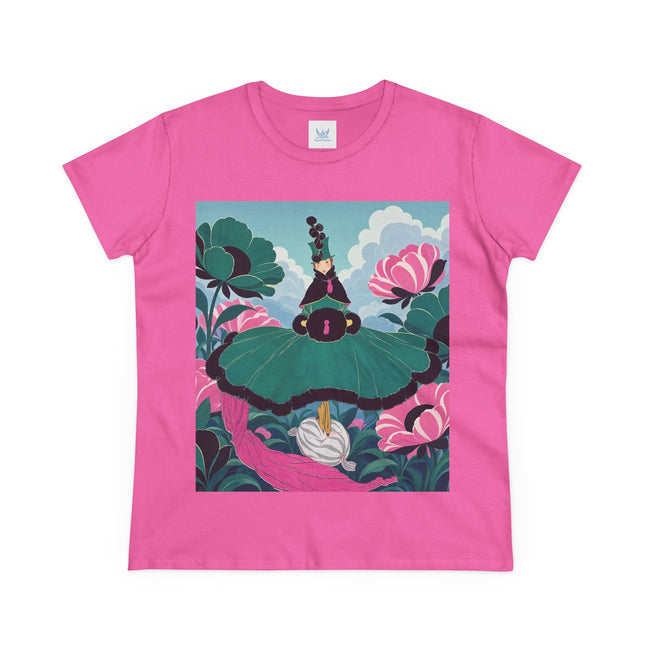 💚🌸 The Emerald Blossom Enchantress Cotton Tee – Art Deco Floral Fantasy