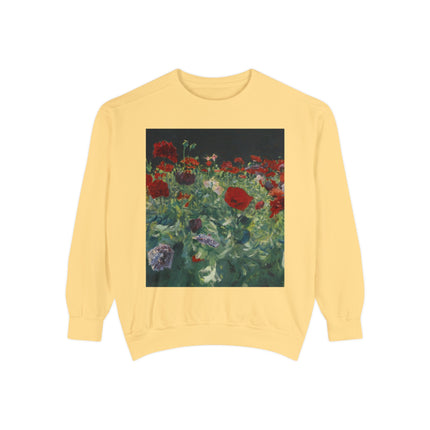 Poppies (A Study of Poppies for Carnation, Lily, Lily, Rose) by John Singer Sargent Unisex Garment-Dyed Sweatshirt
