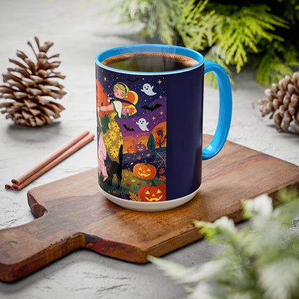 🎃🐈‍⬛ The Pumpkin Moon Embrace Colorful Mug – Whimsical Halloween Charm