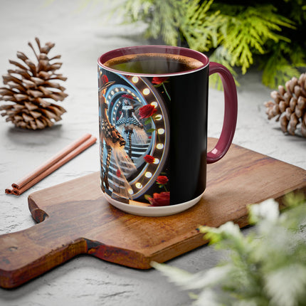 Halloween Witch Through the Mirror Colorful Mugs (11oz, 15oz)