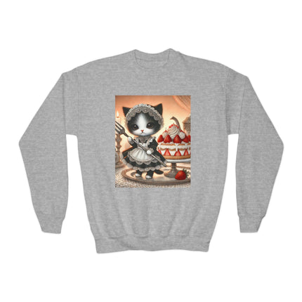 Patisserie Kitten Youth Crewneck Sweatshirt – Sweet Charm, Cozy Comfort & Storybook Delight