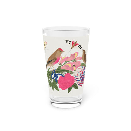 Pink-Breasted Bird & Wren Pint Glass – Spring Harmony & Delicate Beauty