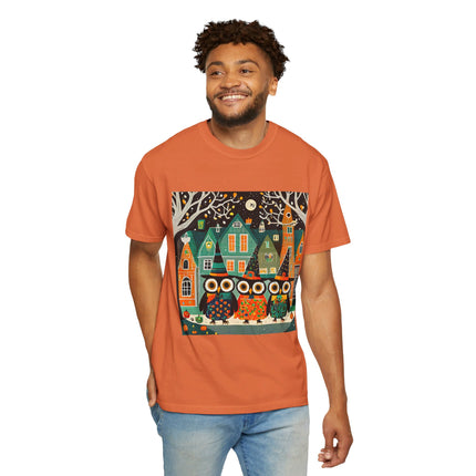 Night of the Trick-or-Treating Owlets Unisex Garment-Dyed T-shirt