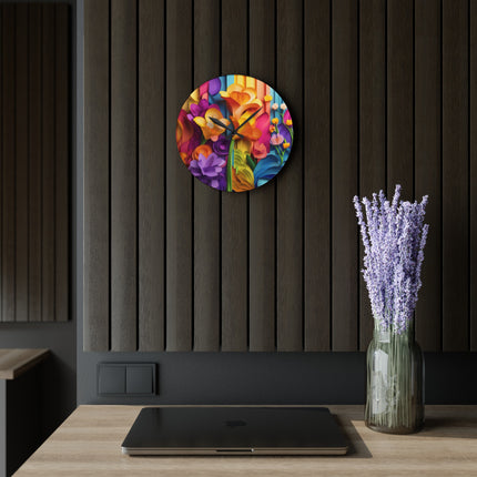 The Graceful Freesia Acrylic Wall Clock, Round and Square