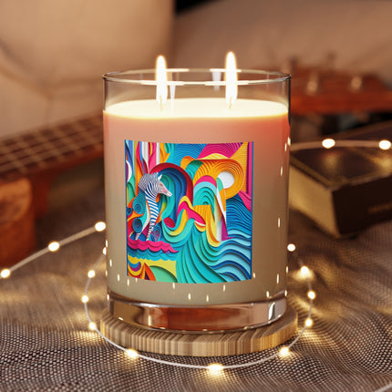 Surfing Zebra Scented Candle - Full Glass, 11oz - The White Tea & Fig, The Lavender & Sage, and The Ocean Mist & Moss