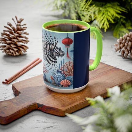 Lionfish & Lantern Colorful Mug – Mystical Ocean & Asian Harmony