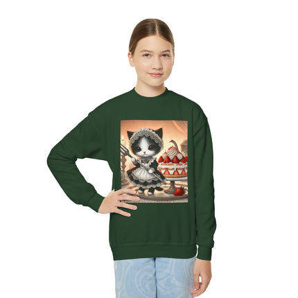 Patisserie Kitten Youth Crewneck Sweatshirt – Sweet Charm, Cozy Comfort & Storybook Delight