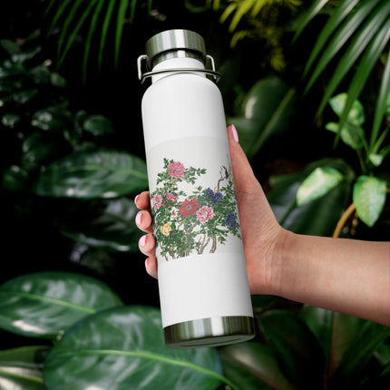 Peonies and Birds by Okamoto Shuki Copper Vacuum Insulated Bottle, 22oz
