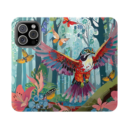 🦖🦋 Colorful Raptor Flip Case – Butterfly Wonder & Forest Adventure