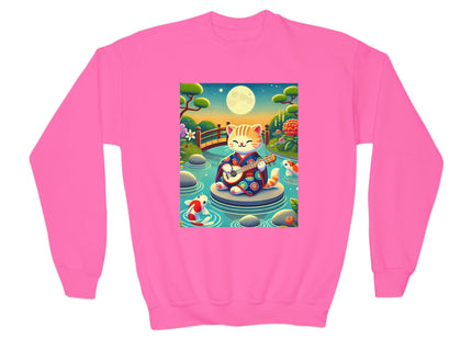 Melodic Kitten by the Koi Pond Youth Crewneck Sweatshirt