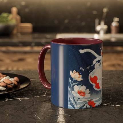 ❄️⛸️ The Winter Skater’s Flight Colorful Mug – Art Deco Floral Fantasy