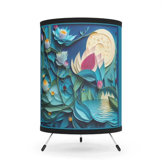 Ethereal Moonlit Lake Tripod Lamp