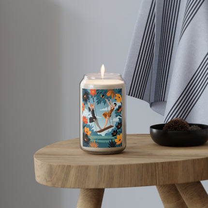 🌺🎠 The Garden Swing Scented Soy Candle – Art Deco Floral Whimsy