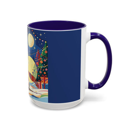 🌙🎿 The Moonlit Christmas Skier Colorful Mug – Whimsical Holiday Fantasy