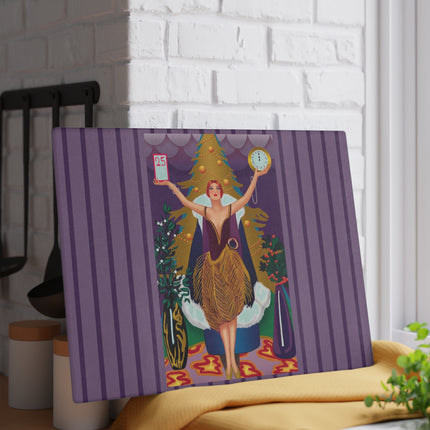 Countdown to Christmas Elegance Glass Cutting Board