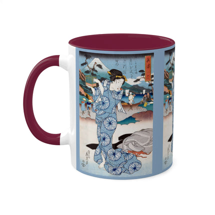 Japanese woman woodblock print by Keisai Eisen Colorful Mugs, 11oz