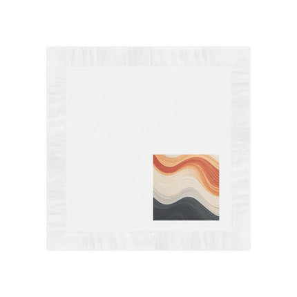 Wave Pattern in Hues of Beige, Orange, Grey, and Black White Coined Napkins