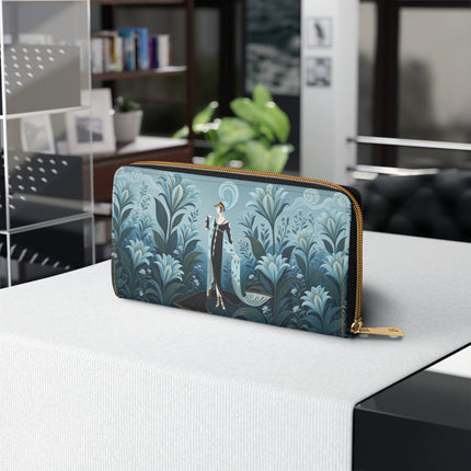 🌿🩵 The Enchanted Blue Lily Garden Wallet – Art Deco Botanical Elegance