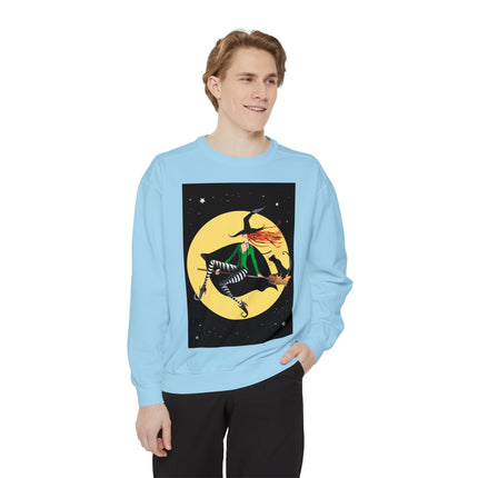 A Witch’s Moonlit Flight Unisex Garment-Dyed Sweatshirt