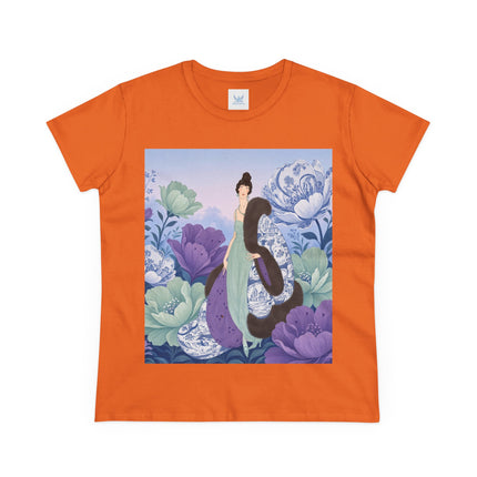 💜🌸 The Lavender Porcelain Garden Cotton Tee – Art Deco Fashion Elegance