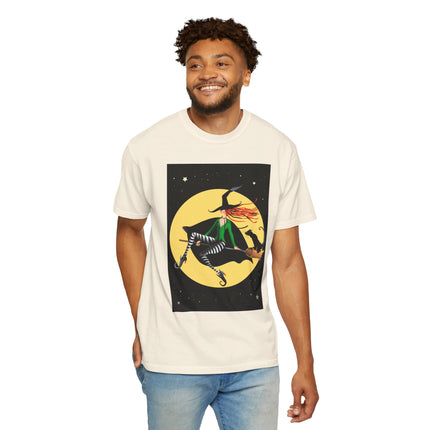 A Witch’s Moonlit Flight Unisex Garment-Dyed T-shirt