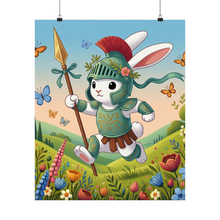 🐇⚔️ Rabbit Gladiator Matte Vertical Poster – Courage, Adventure & Meadow Heroics