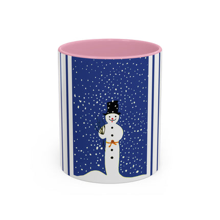 Snowman in Falling Snow Colorful Mugs (11oz, 15oz)
