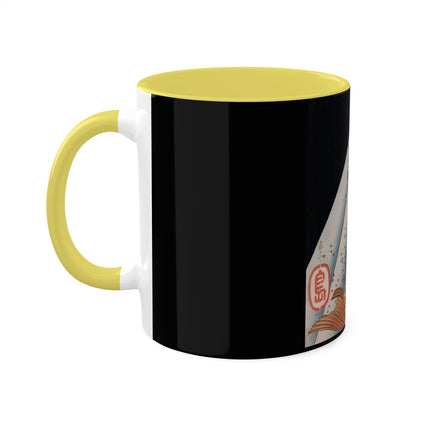 Carp Swimming up a Waterfall by Yashima Gakutei Colorful Mugs, 11oz