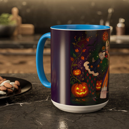 🎭🎃 The Masquerade Beneath The Pumpkin Lantern Colorful Mug – Theatrical Halloween Charm
