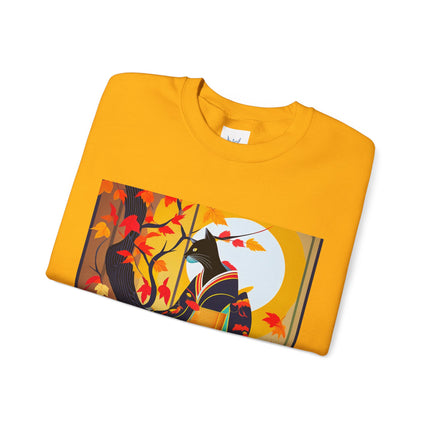 Black Cat in Kimono Unisex Heavy Blend™ Crewneck Sweatshirt