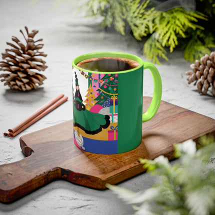 🎄🎁 The Emerald Christmas Belle Colorful Mug – Colorful Holiday Fashion Fantasy