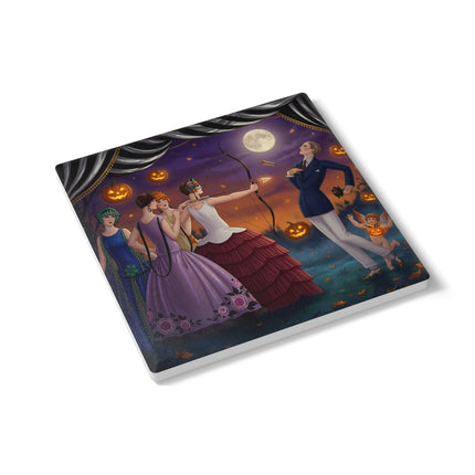 🏹🎃 Cupid's Arrow At Pumpkin Moon Manor Ceramic Coaster – Romantic Halloween Charm