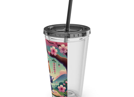 Samurai Kitten Sunsplash Tumbler with Straw, 16oz
