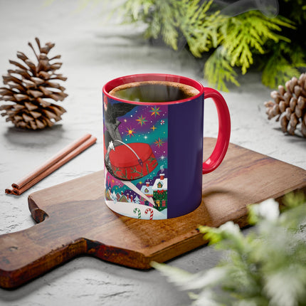 🎁✨ The Lady Of The Christmas Hatbox Colorful Mug – Art Deco Holiday Fantasy