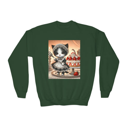 Patisserie Kitten Youth Crewneck Sweatshirt – Sweet Charm, Cozy Comfort & Storybook Delight