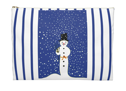 Snowman in Falling Snow Accessory Pouch